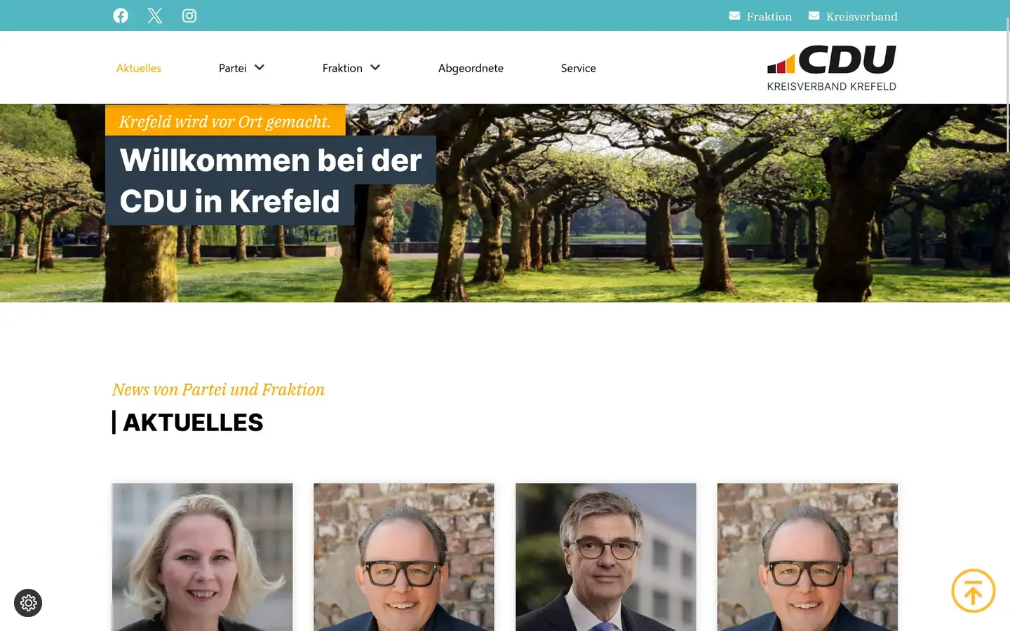 Screenshot von der Webseite "CDU Krefeld"