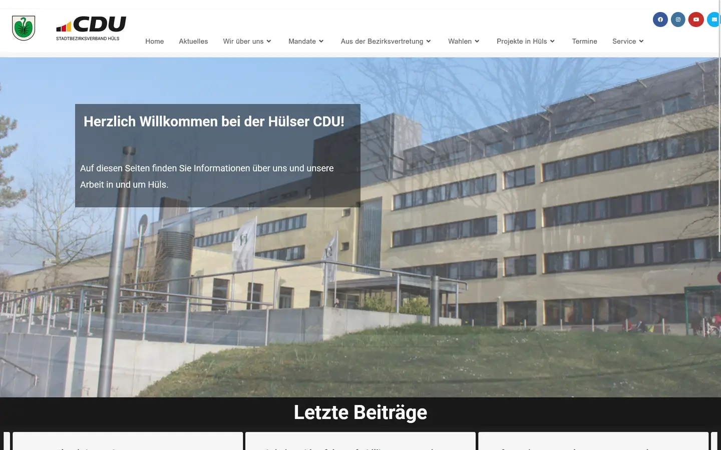 Screenshot von der Webseite "CDU OV KR-Hüls"