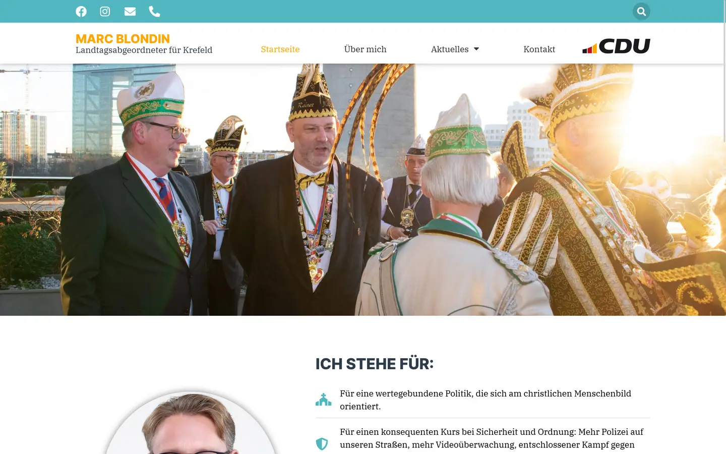 Screenshot von der Webseite "Marc Blondin"