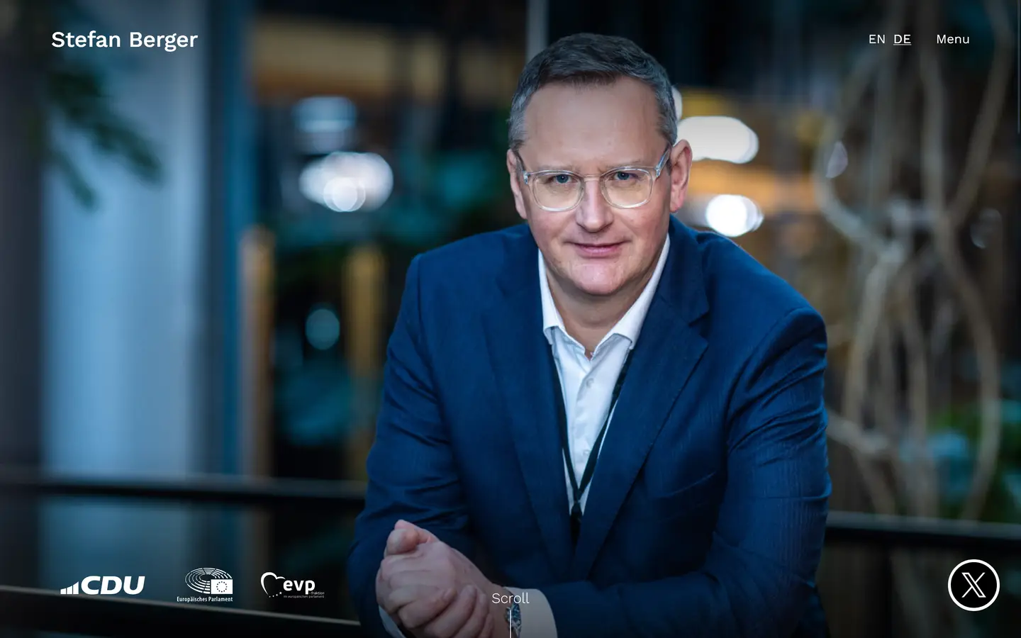 Screenshot von der Webseite "CDU/EVP Abgeordneter Stefan Berger MdeP"