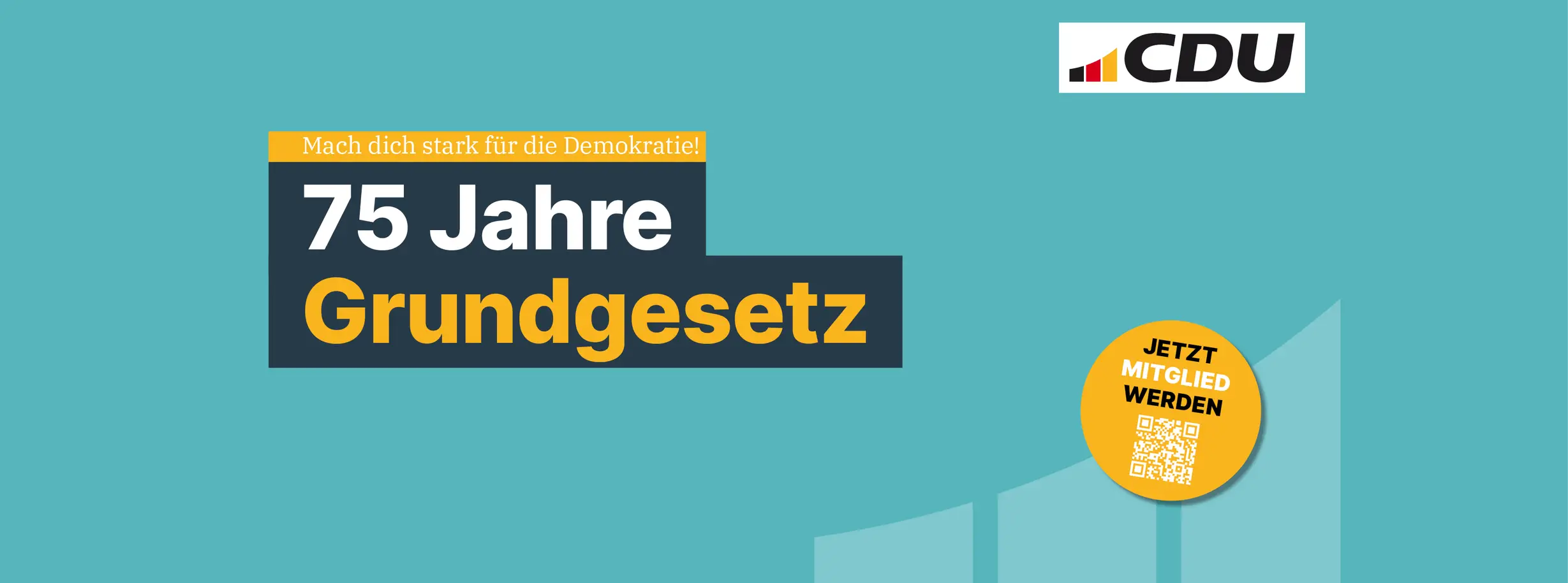 cdu-grüner Hintergrund, CDU Logo, Text: In Freiheit. In Sicherheit. In Europa, Eurosterne und das EVP-Logo 