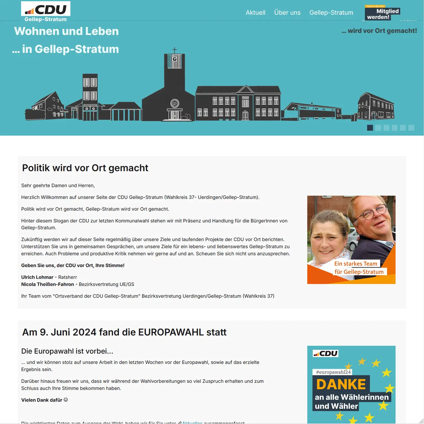 Screenshot der Startseite unserer neuen Website