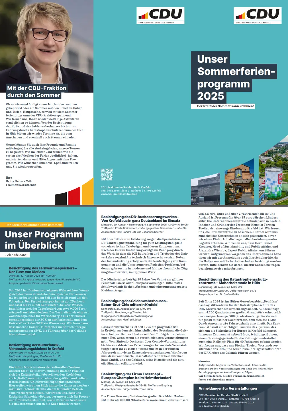 CDU Flyer mit Informationen zum Sommerprogramm 2024